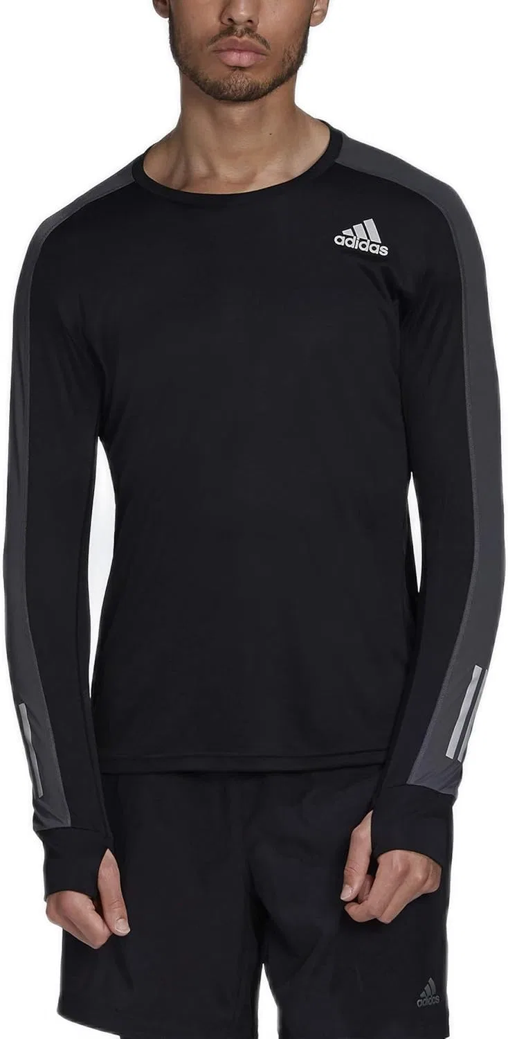 Футболка с длинным рукавом adidas Own The Run, мужская, Black/Grey