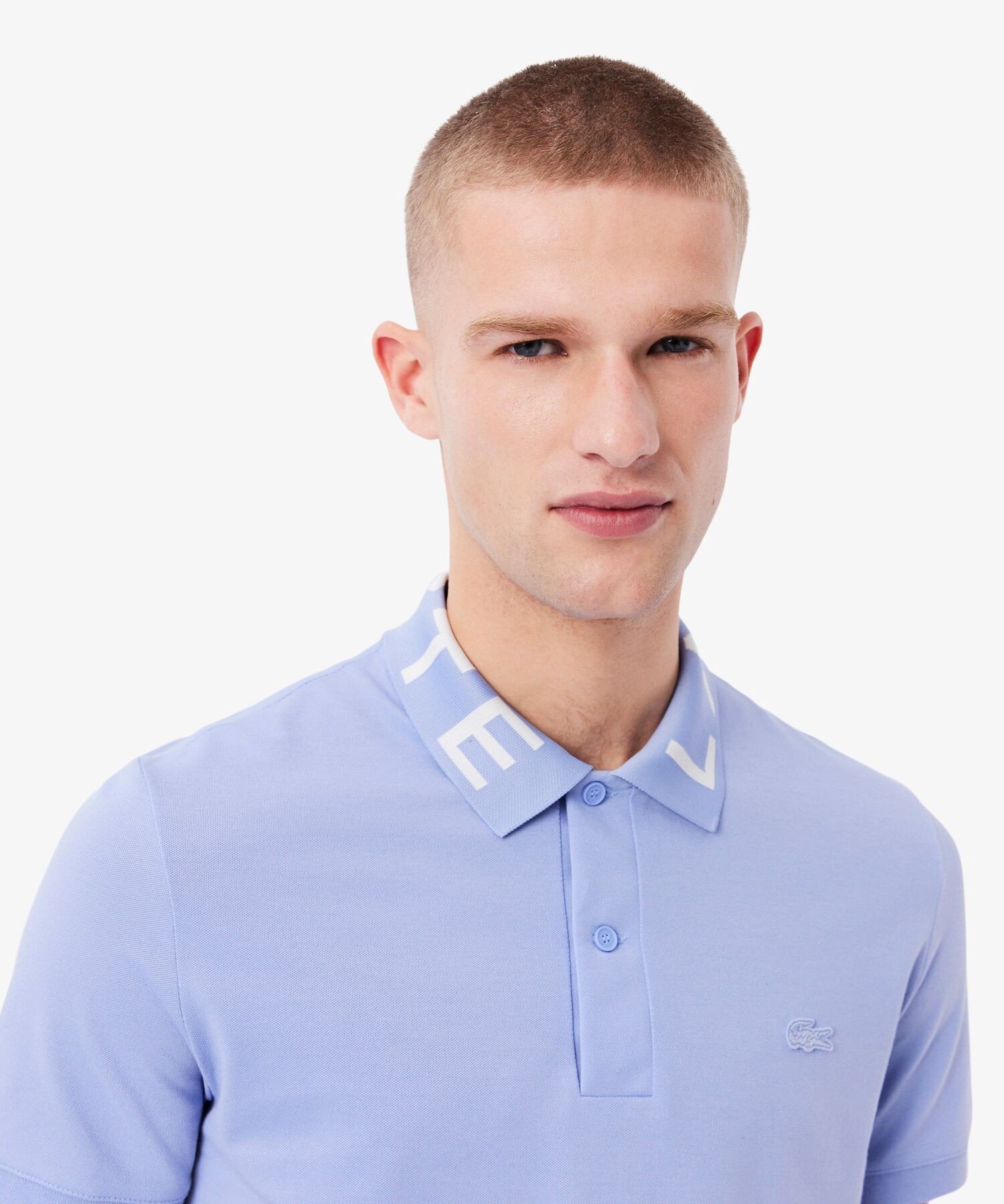 Рубашка-поло LACOSTE с жаккардовым воротником, Light blue — фото 2