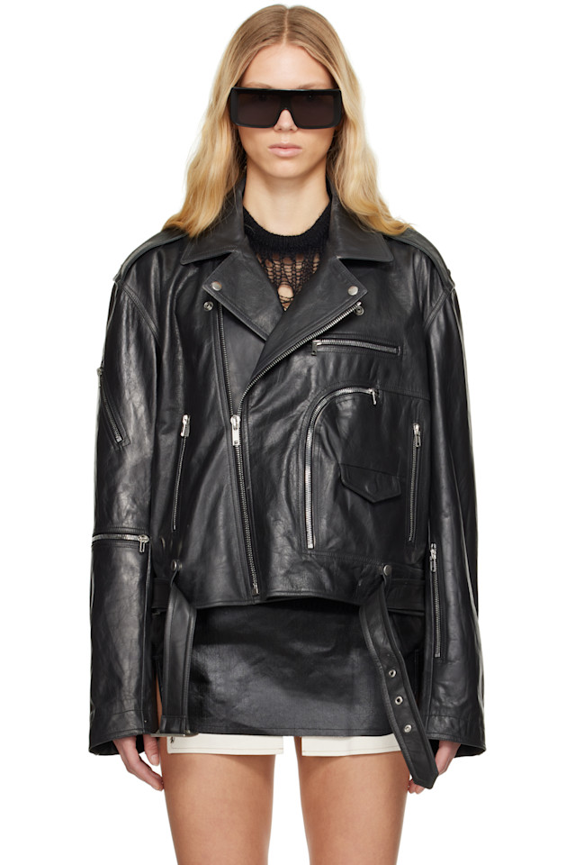 

Кожаная куртка Hollywood cropped jumbo bauhaus stooges Rick Owens, черный