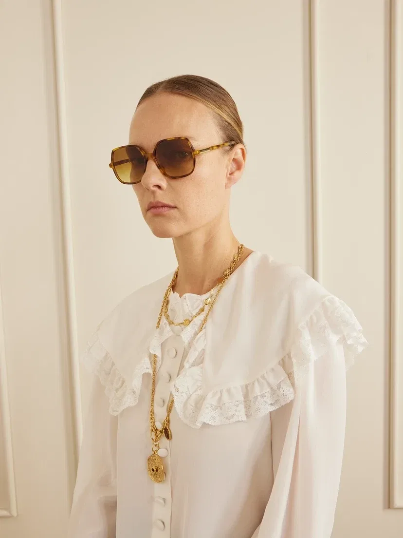 Солнцезащитные очки-авиаторы Judy в черепаховой оправе из ацетата Chloé Eyewear, коричневый — фото 4