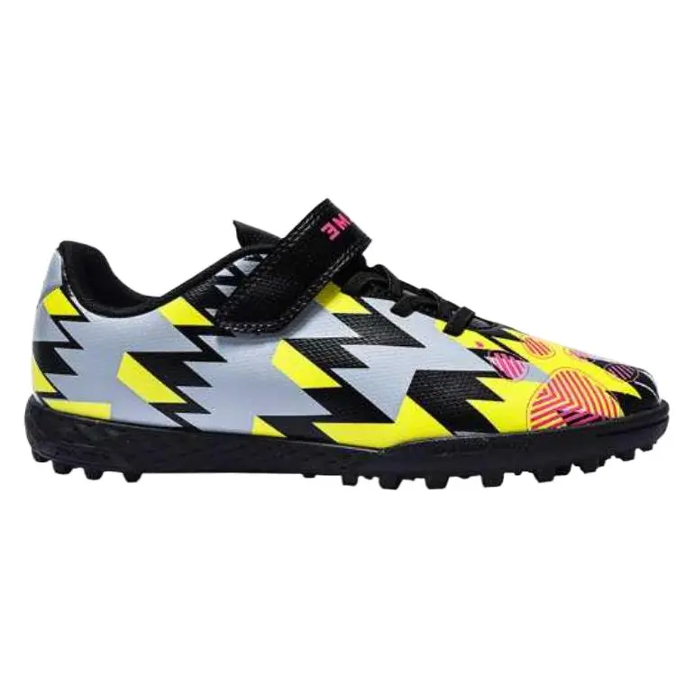 KELME Starburst Collection амортизирующие и дышащие низкие детские футбольные бутсы black neon yellow kids — фото 2