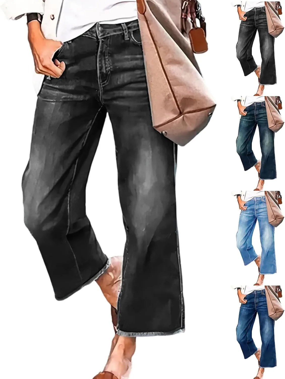 

Джинсы Wide Leg для женщин, комфортные, свободные, с высокой посадкой chaktkglok