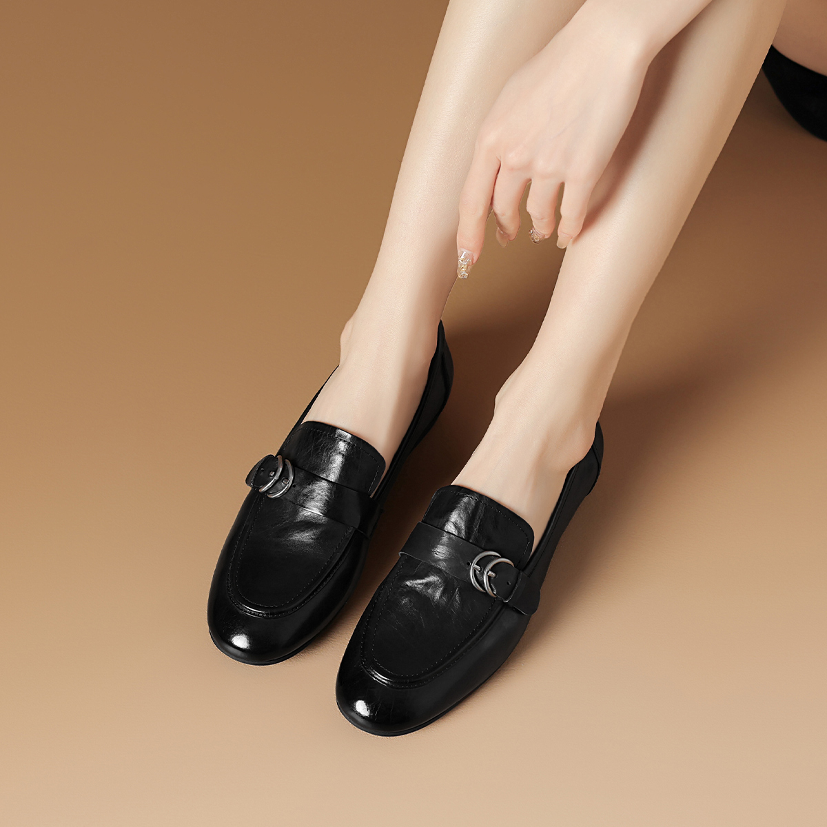 Rosa Bianca Женские лоферы черные с кожаной стелькой, цвет Black (Cow Leather Insole) — фото 4