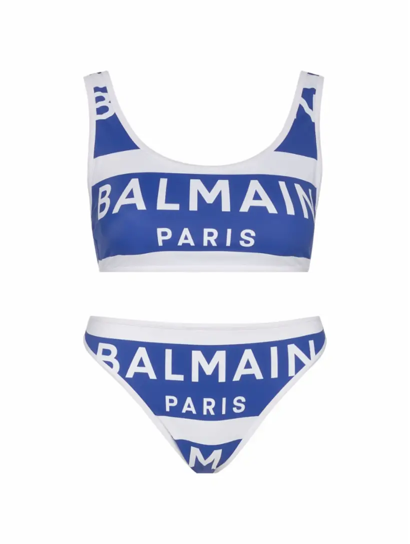 

Раздельный купальник с логотипом Balmain, мультиколор