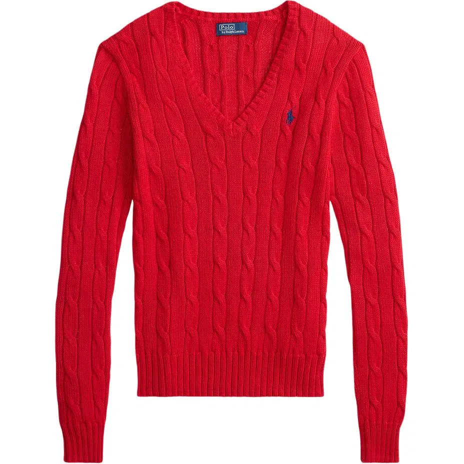 Свитер с косами Polo Ralph Lauren красный