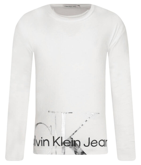 

Лонгслив детский Calvin Klein Jeans хлопковый с принтом, белый
