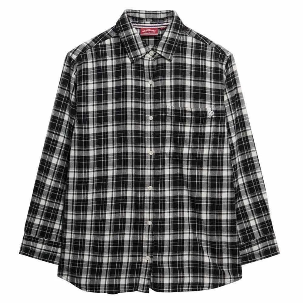 Рубашка с длинным рукавом Superdry Check Flannel Boyfriend, черный — фото 3