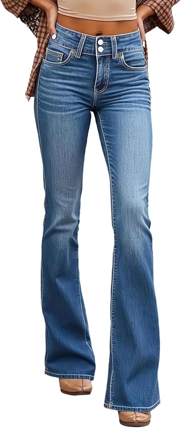 

Брюки джинсы для женщин bootcut с флисовой подкладкой mid rise YADMISU