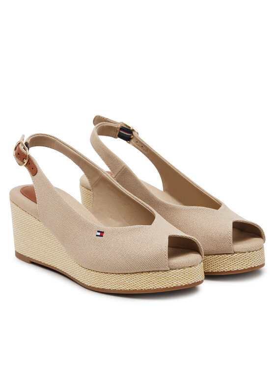 Сандалии Flag Mid Wedge Espad Slingback FW0FW08595 Tommy Hilfiger, бежевый — фото 2