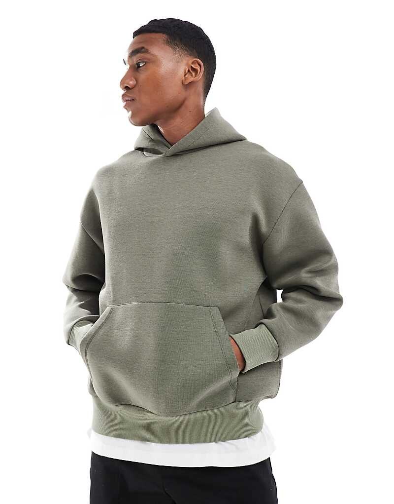 

Тяжелая толстовка оверсайз из неопрена цвета хаки ASOS DESIGN
