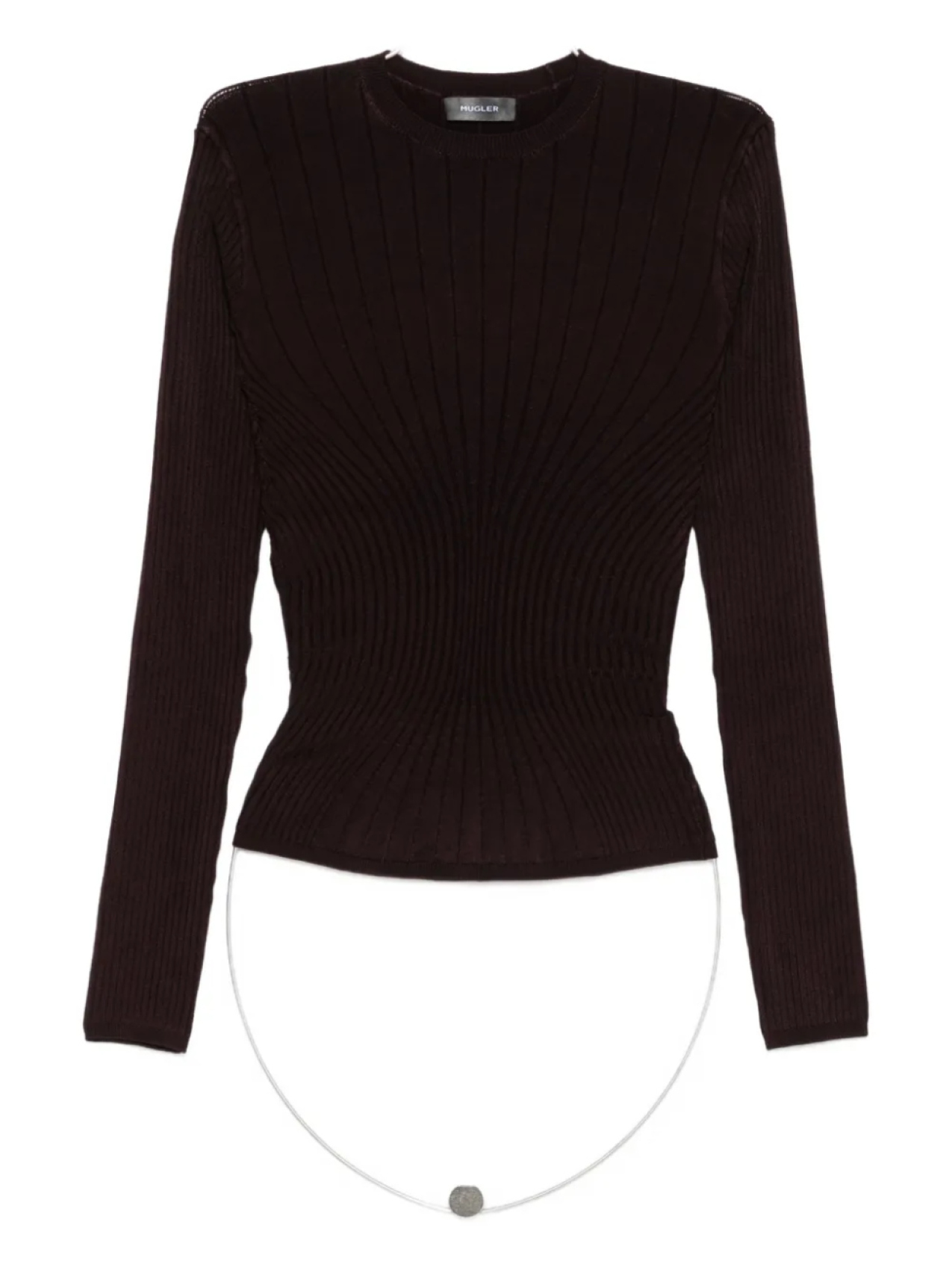 

Топ Mugler с длинными рукавами в рубчик, фиолетовый