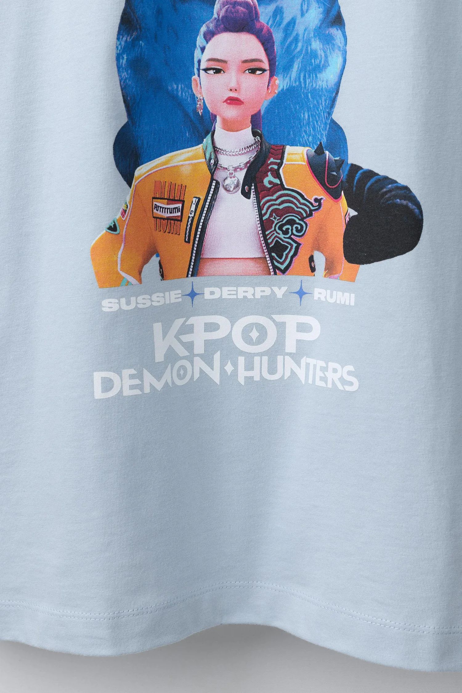 Футболка с принтом kpop demon hunters netflix © Zara, светло-голубой — фото 4