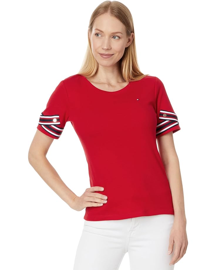 

Топ Tommy Hilfiger Global Short Sleeve, цвет Scarlet