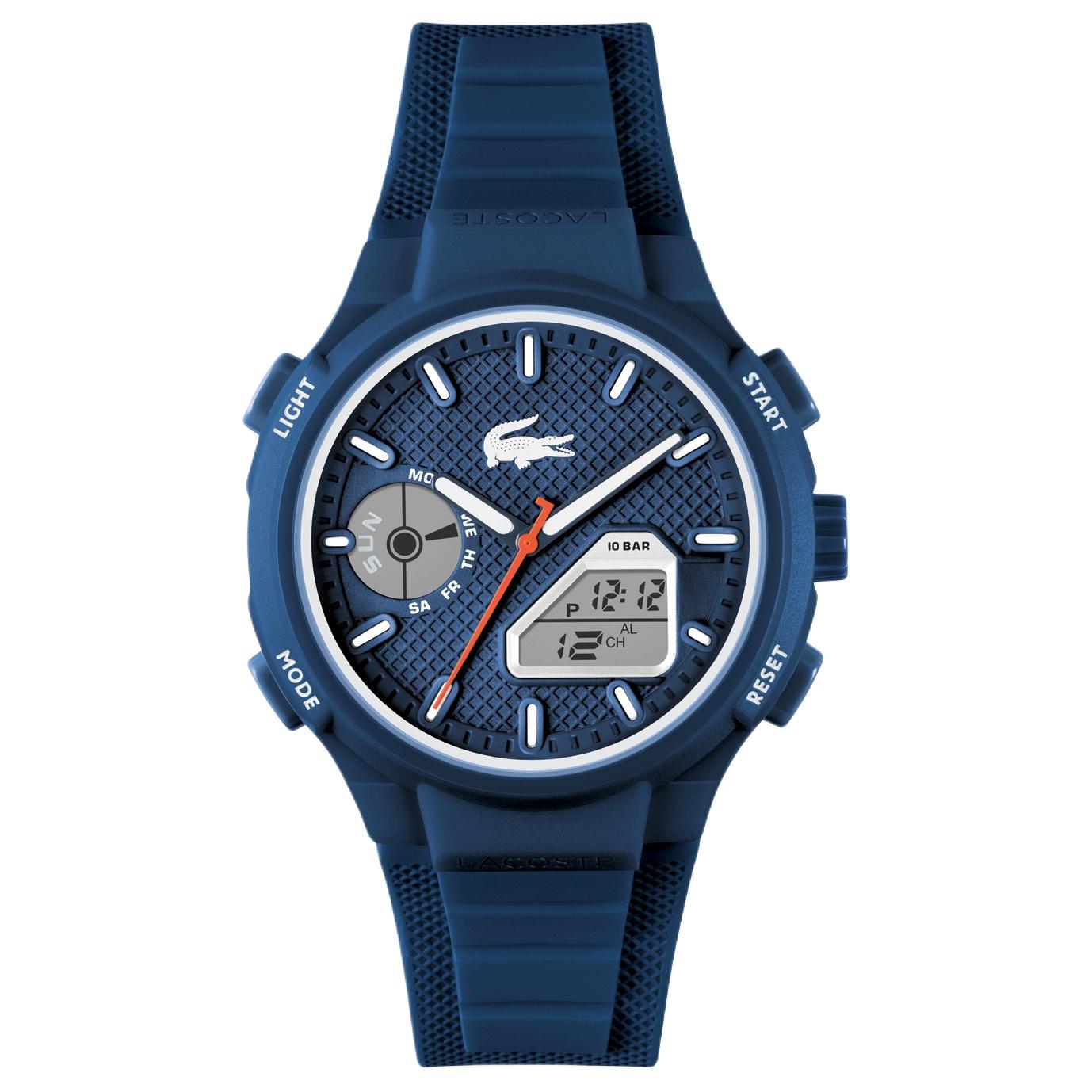 

LACOSTE Часы Wrist Watch Quartz Movement Silicone Strap 45mm Blue Dial Men's Watch, Blue Dial