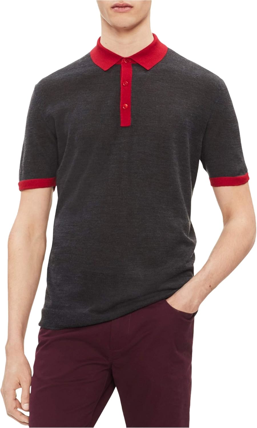 

Мужская шерстяная рубашка-поло для регби Calvin Klein с контрастным воротником, Ansacombo