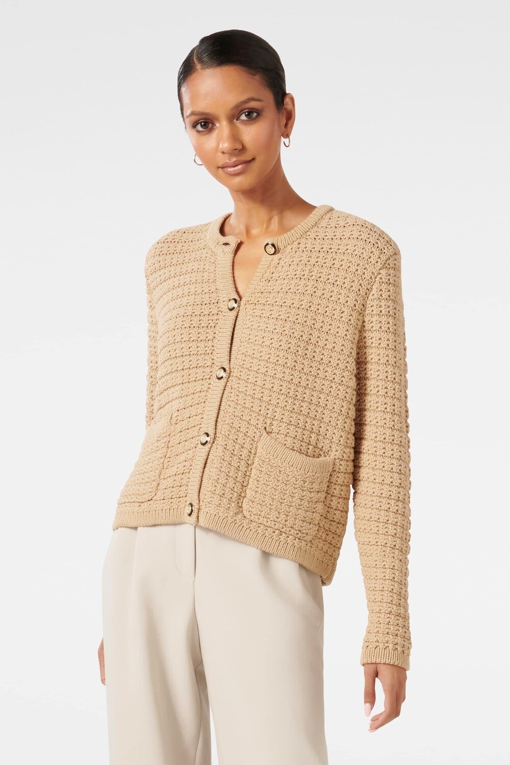 

Кардиган фактурной вязки Chloe Petite Petite Forever New, бежевый