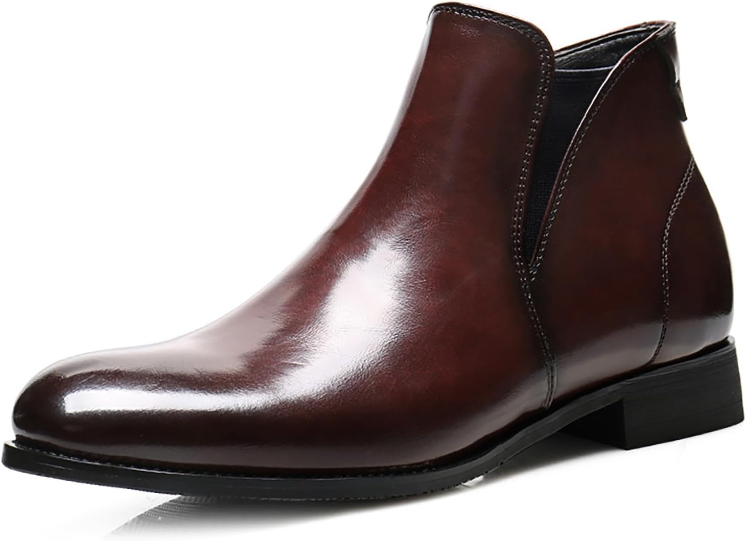 

Мужские кожаные челси с низким массивным каблуком, с боковой молнией, удобные повседневные ботинки, оксфорды для работы и бизнеса Siyake, красный