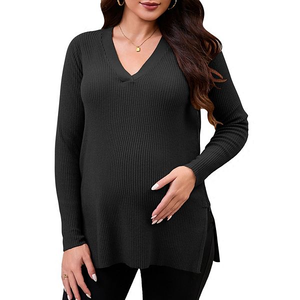 

Женский свитер для беременных и кормящих с боковой молнией, теплый, эластичный Inspire Chic, Black