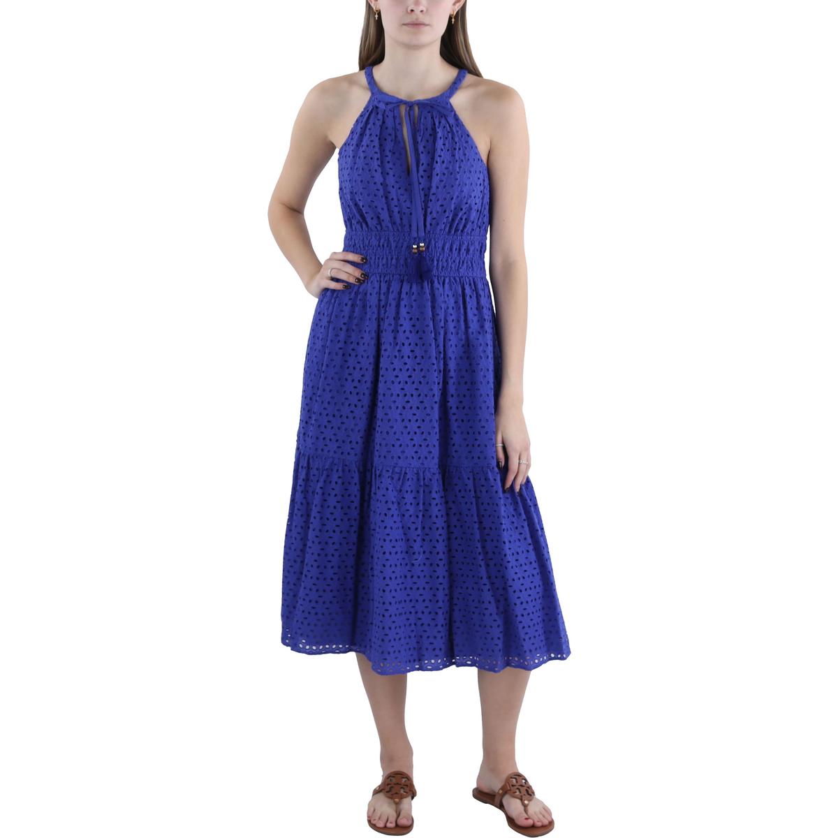 

Женское платье-миди с люверсами и бретелью через шею Vince Camuto, цвет porcelain blue