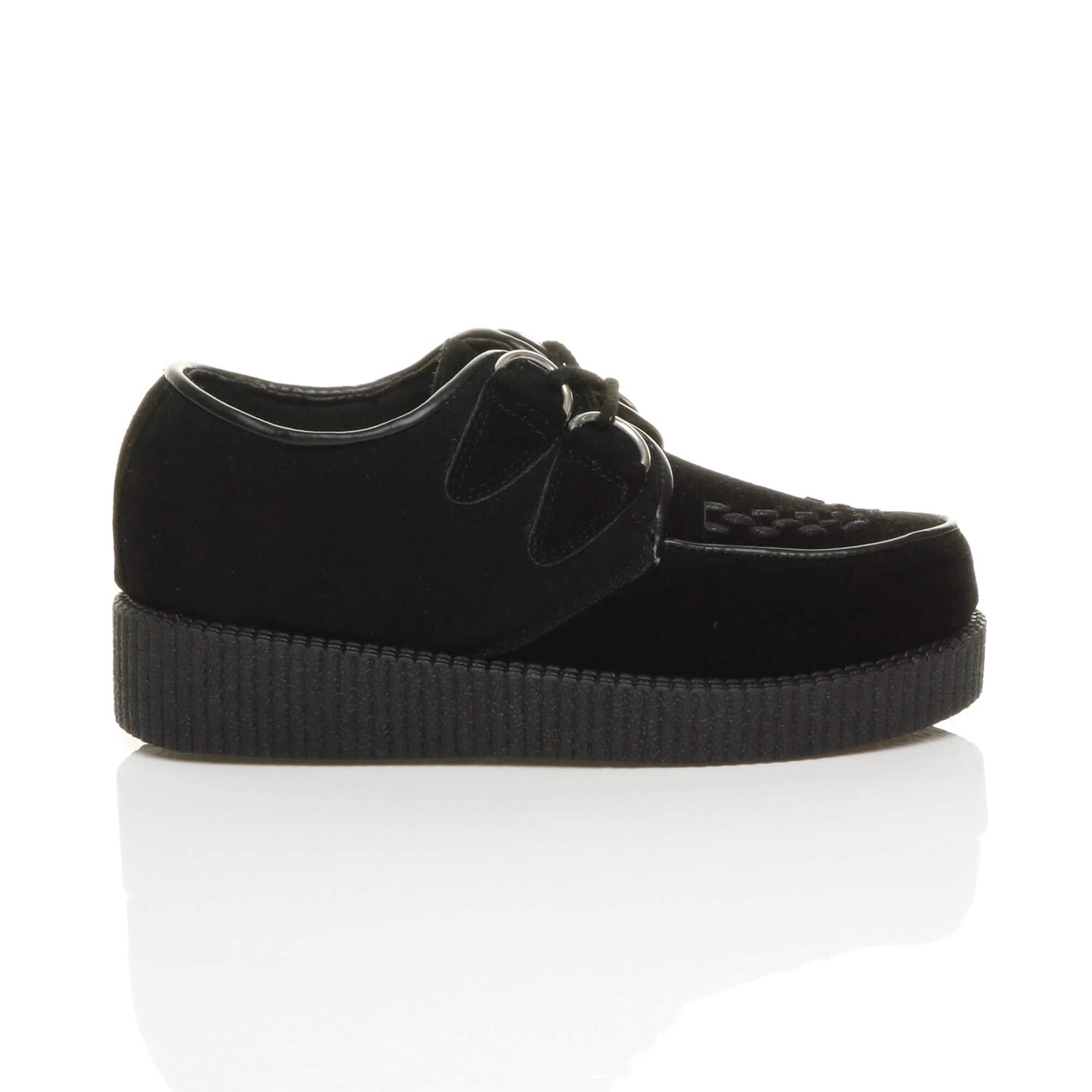 Туфли на низкой танкетке Creepers из искусственной замши на шнуровке для борделей AJVANI, черный — фото 2