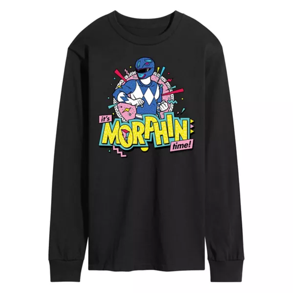 

Мужская футболка с длинным рукавом Power Rangers Morphin Blue с принтом Licensed Character, черный