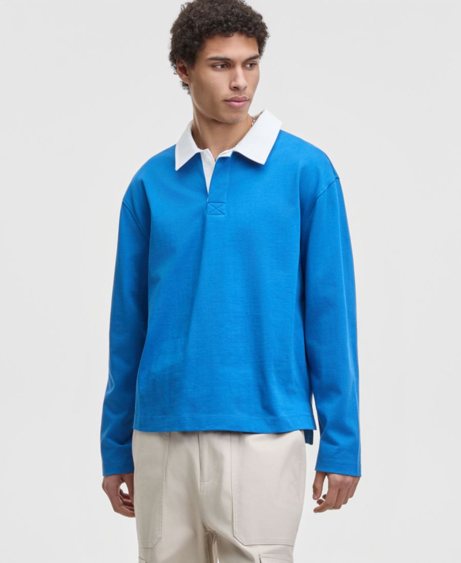 

Мужская хлопковая поло-рубашка свободного кроя с контрастным воротником в стиле регби, эксклюзивно для Macy's Mode of One, Bluefin, Синий, Мужская хлопковая поло-рубашка свободного кроя с контрастным воротником в стиле регби, эксклюзивно для Macy's Mode o