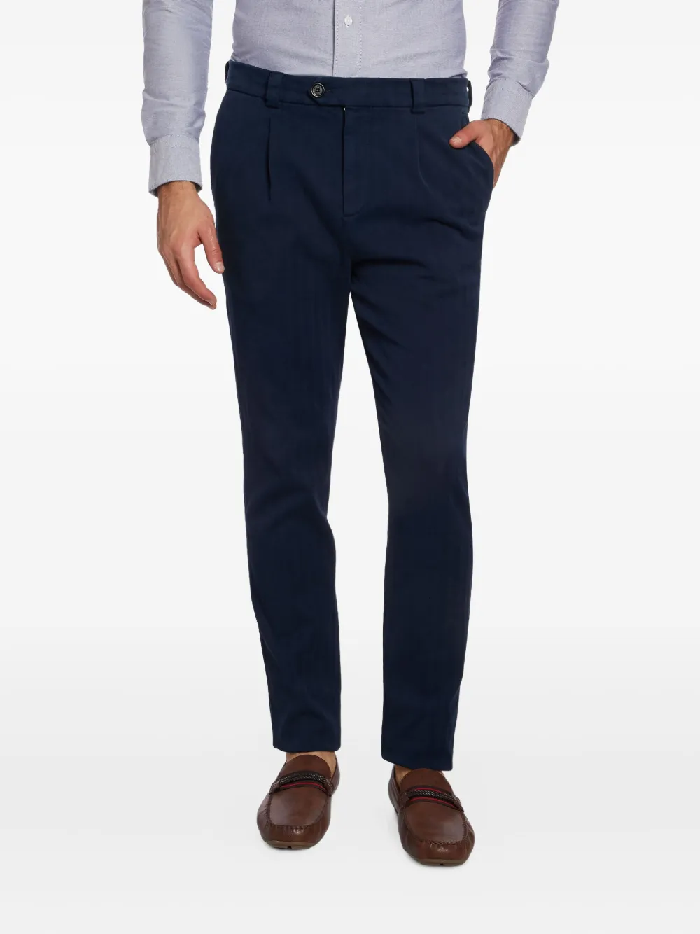 

Брюки прямого кроя со складками Brunello Cucinelli, синий