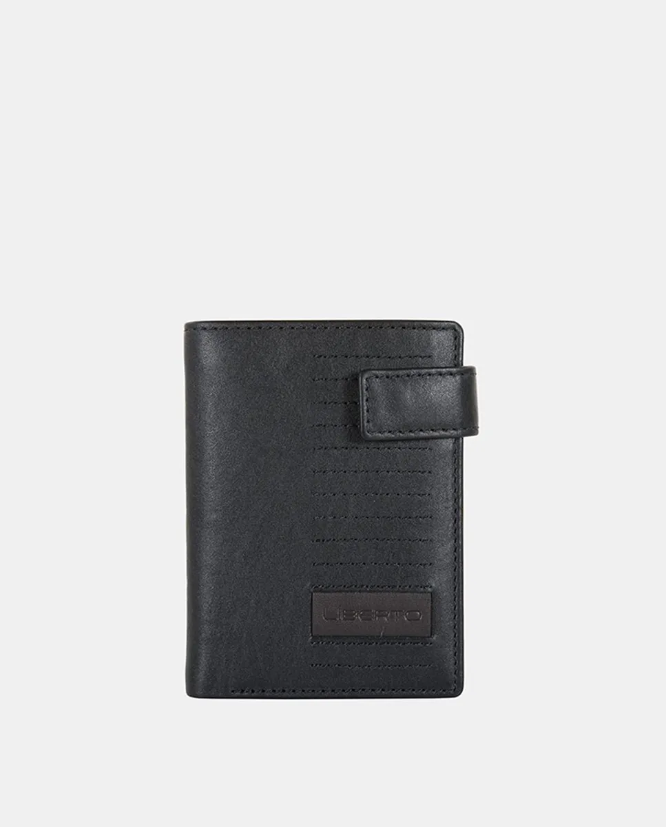 

Вертикальный кошелек с отделением для монет и застежкой Liberto, черный