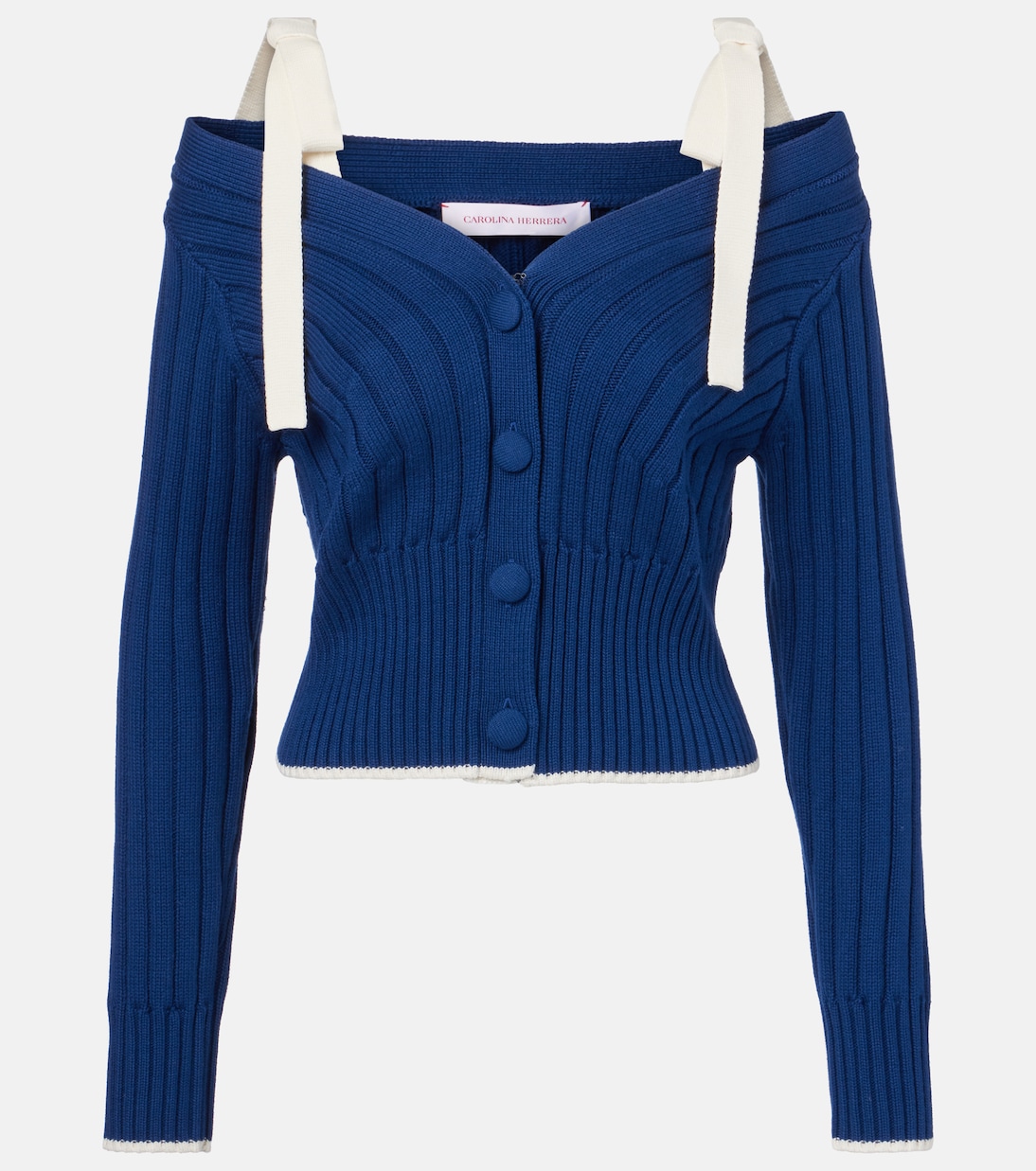 

Кардиган из хлопка и шерсти с бантом Carolina Herrera, Bright Navy
