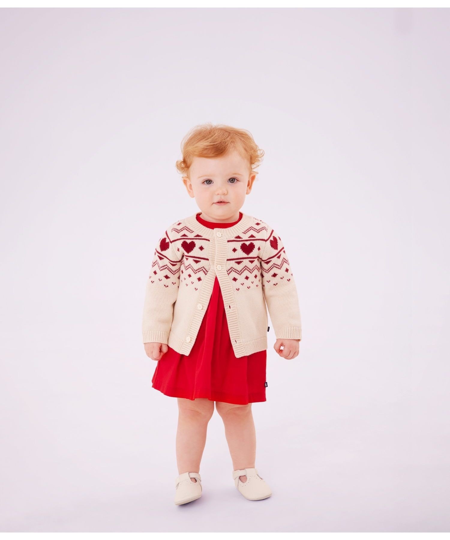 Кардиган PETIT BATEAU, Milky White/Red