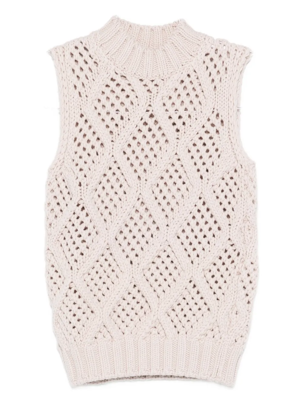 

Топ фактурной вязки без рукавов Eleventy, нейтральный