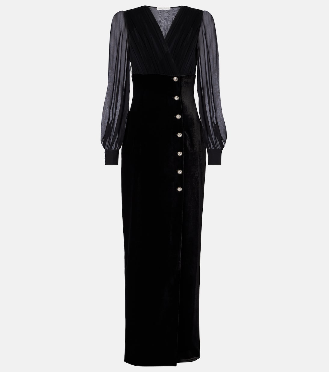 

Платье из бархата и жоржета Alessandra Rich, черный