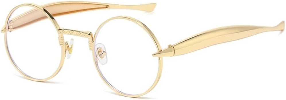 

Ретро маленькие круглые металлические мужские солнцезащитные очки, модные прозрачные линзы цвета океана, защита от УФ-излучения UV400, женские трендовые очки в стиле панк AHSGDVC, Golden Clear