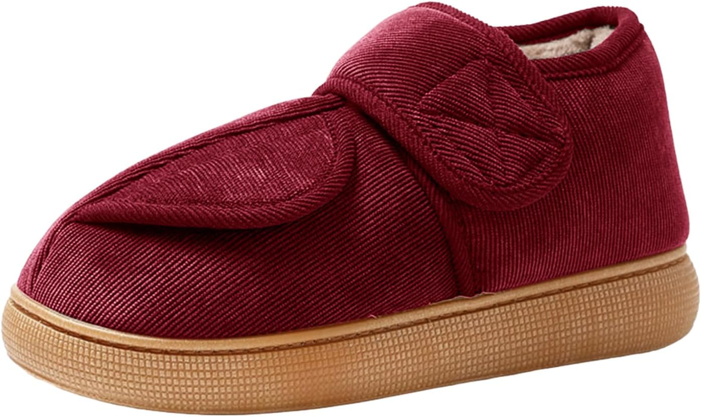 

Хлопковые домашние тапочки для женщин и мужчин, зимние теплые плюшевые мягкие тапочки на липучке Generic, красный