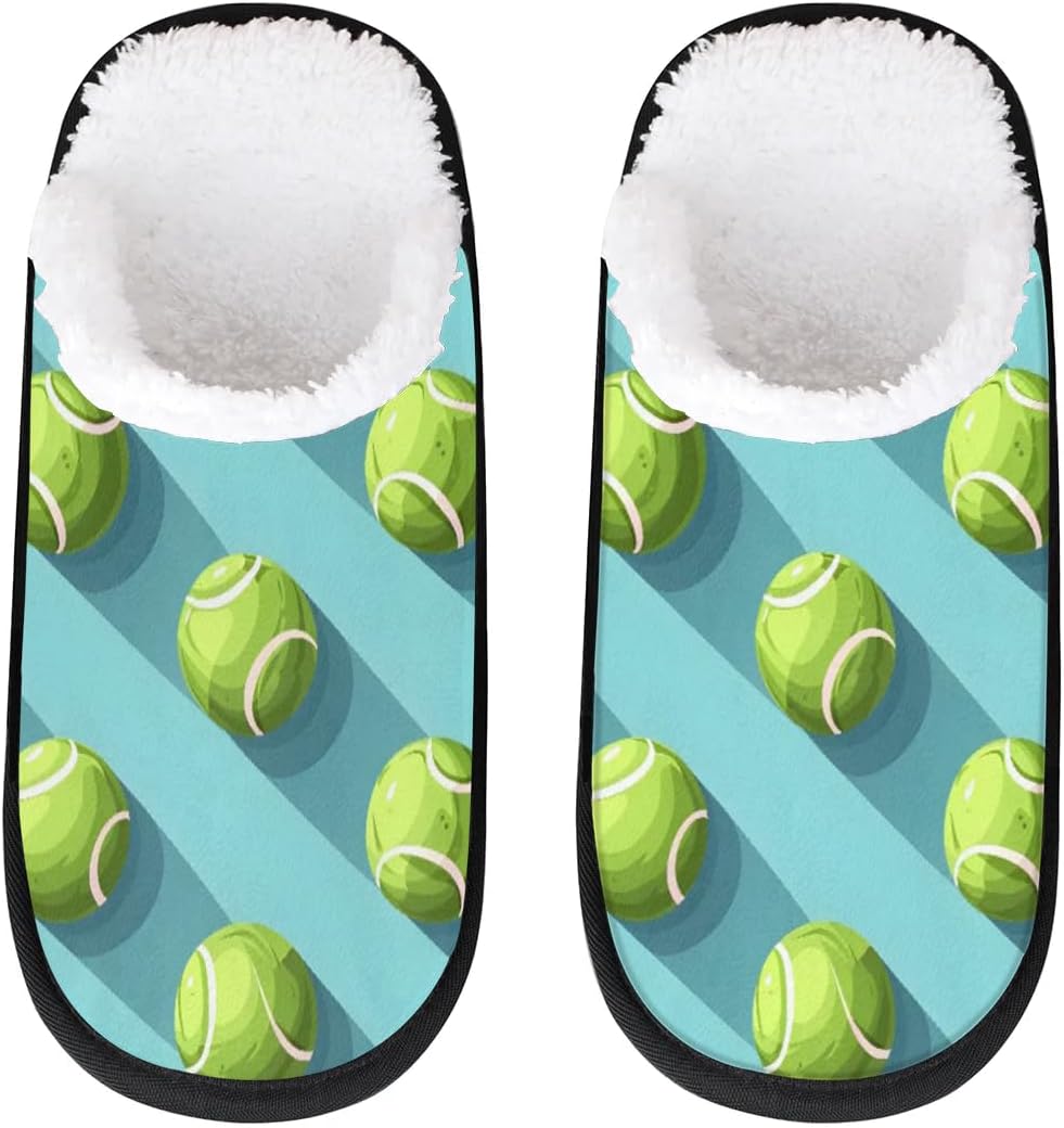 

Тапочки Gublec для женщин и мужчин, уютные с нескользящей подошвой, для дома, теплые плюшевые тапочки для дома, спальни и путешествий, Tennis Ball