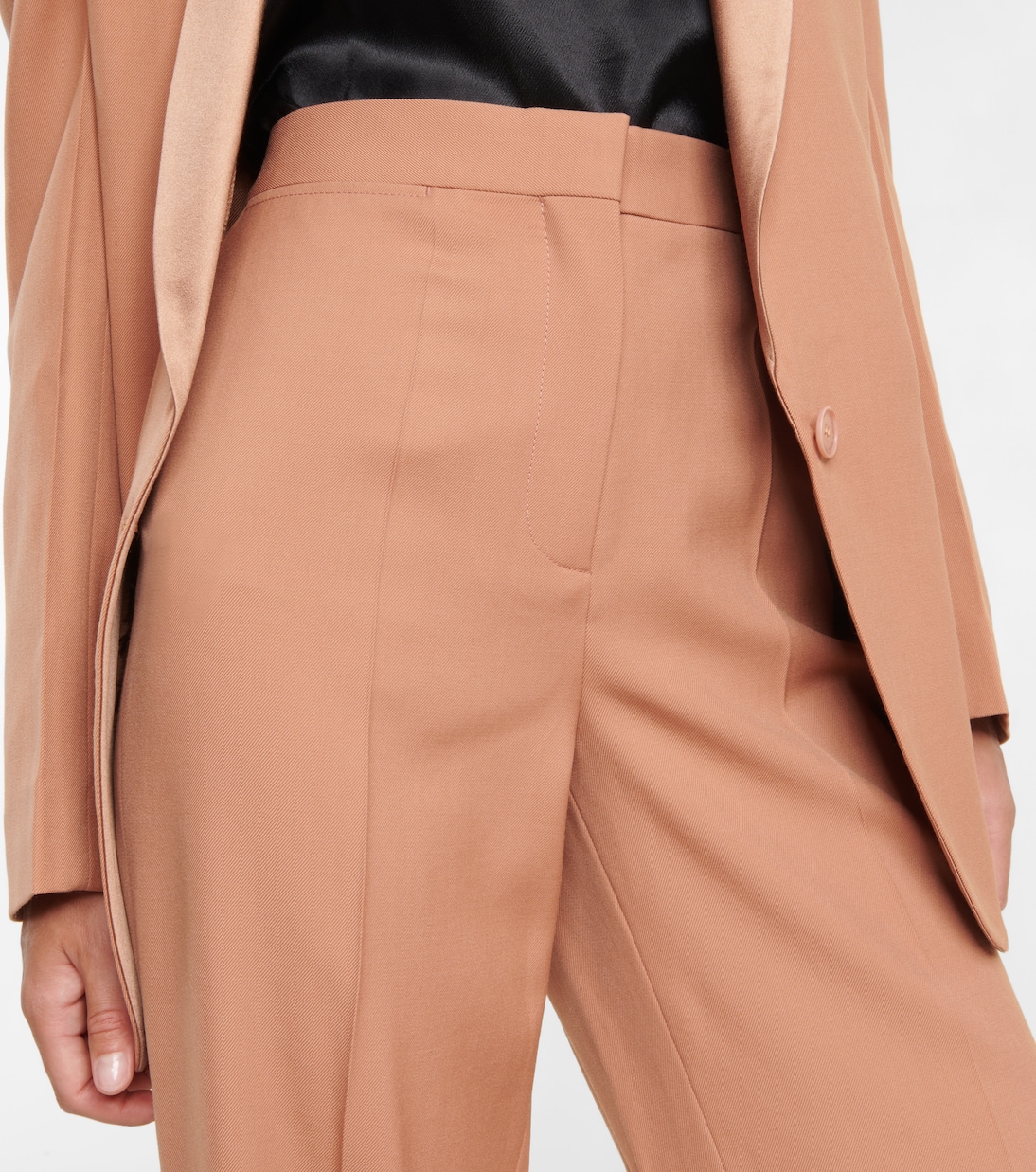 Прямые шерстяные брюки с высокой талией Stella McCartney, Caramel — фото 4