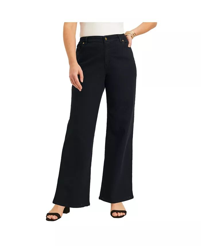 

Женские джинсы большого размера June Fit Wide-Leg June + Vie, черный