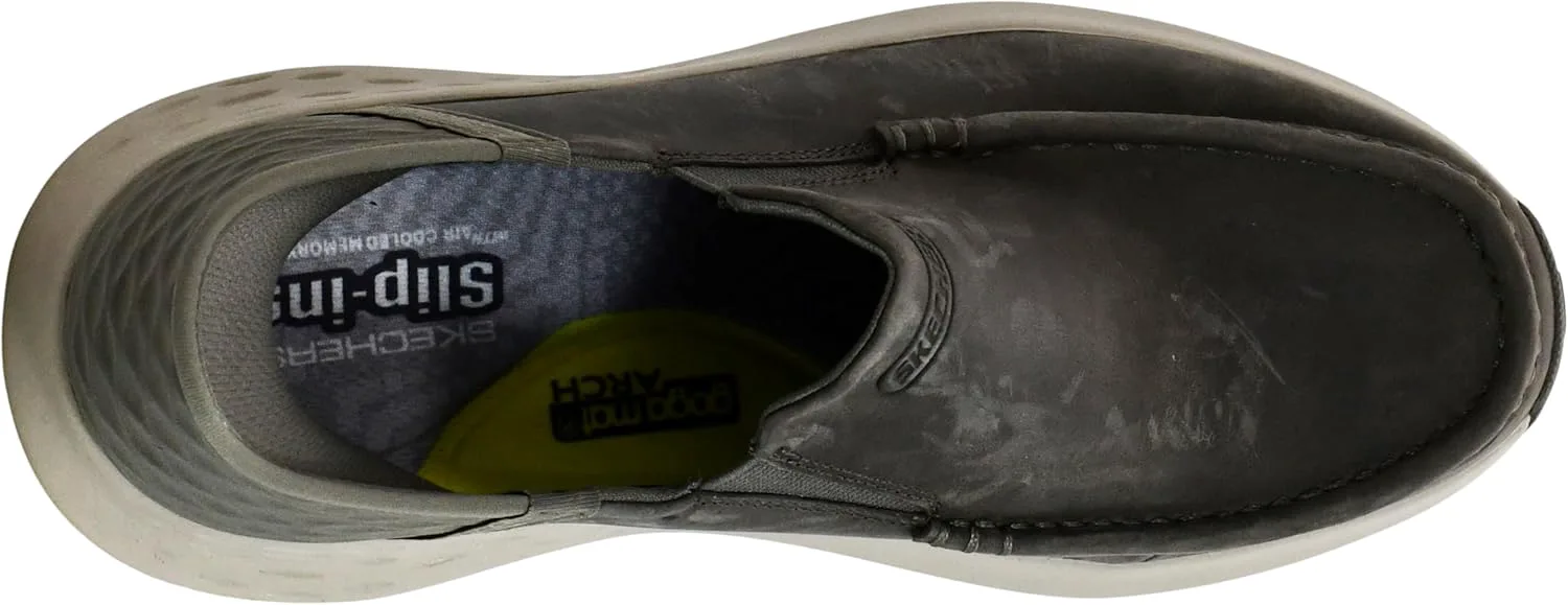 Мужские слипон-кроссовки Skechers USA Parson - Oswin с кожаным носком-мокасином, оливковый — фото 4