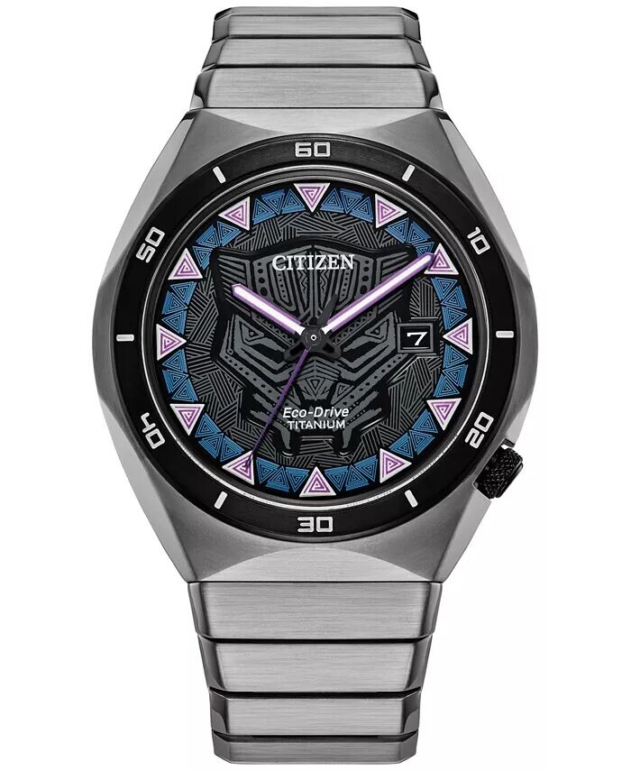 

Мужские часы Eco-Drive Marvel Black Panther с супертитановым браслетом, 41 мм Citizen