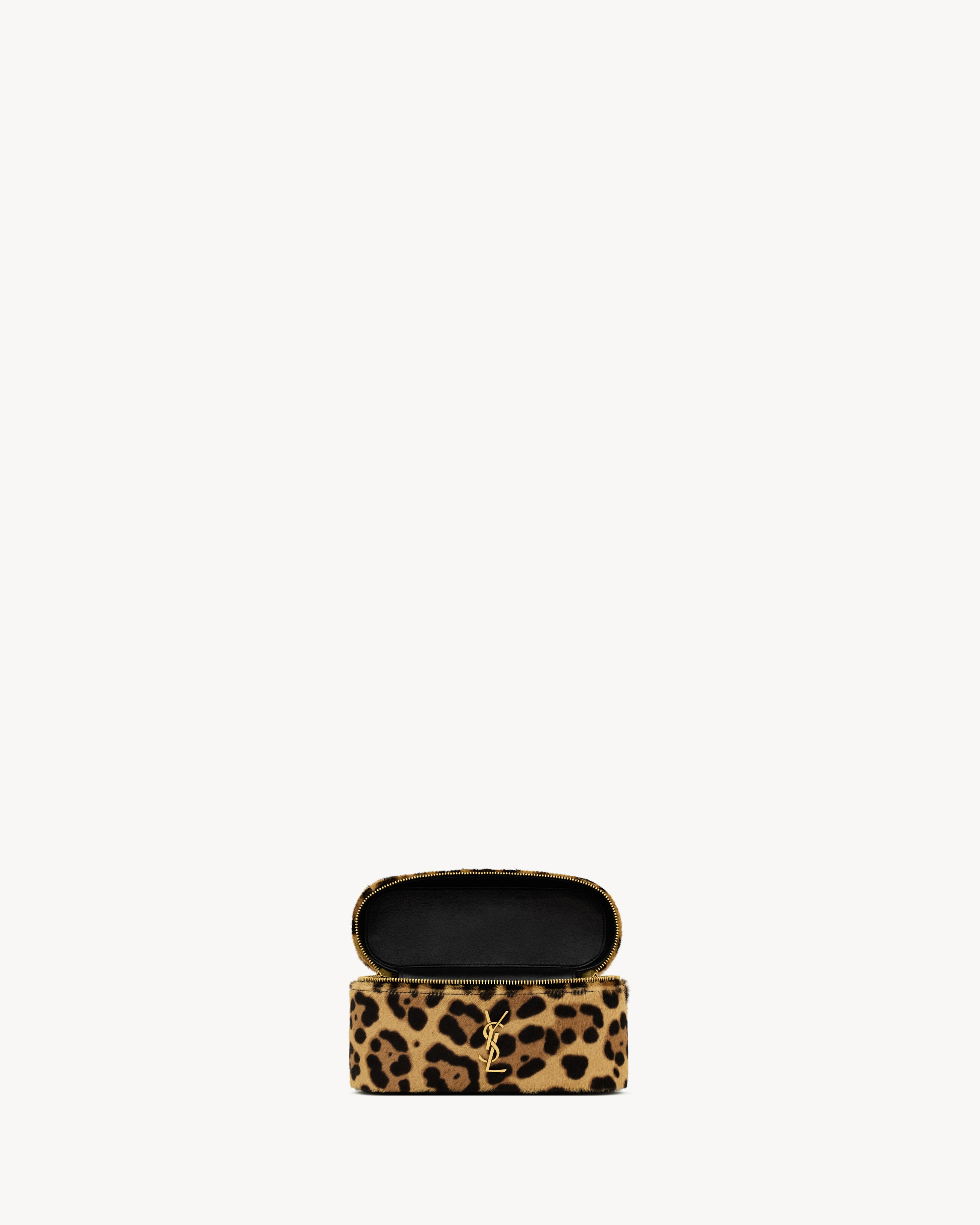 Косметичка из кожи пони с леопардовым принтом Saint Laurent, коричневый — фото 4