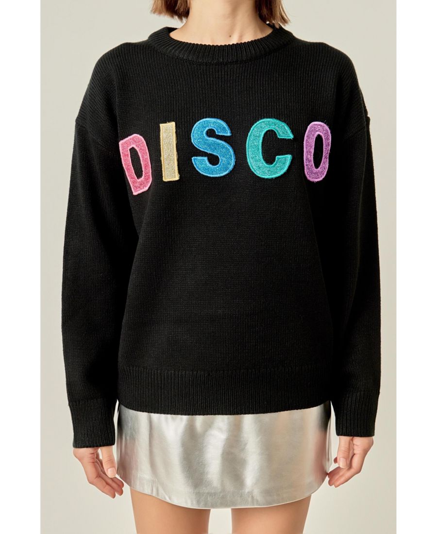 

Женский свитер с блестящими надписями English Factory, Black