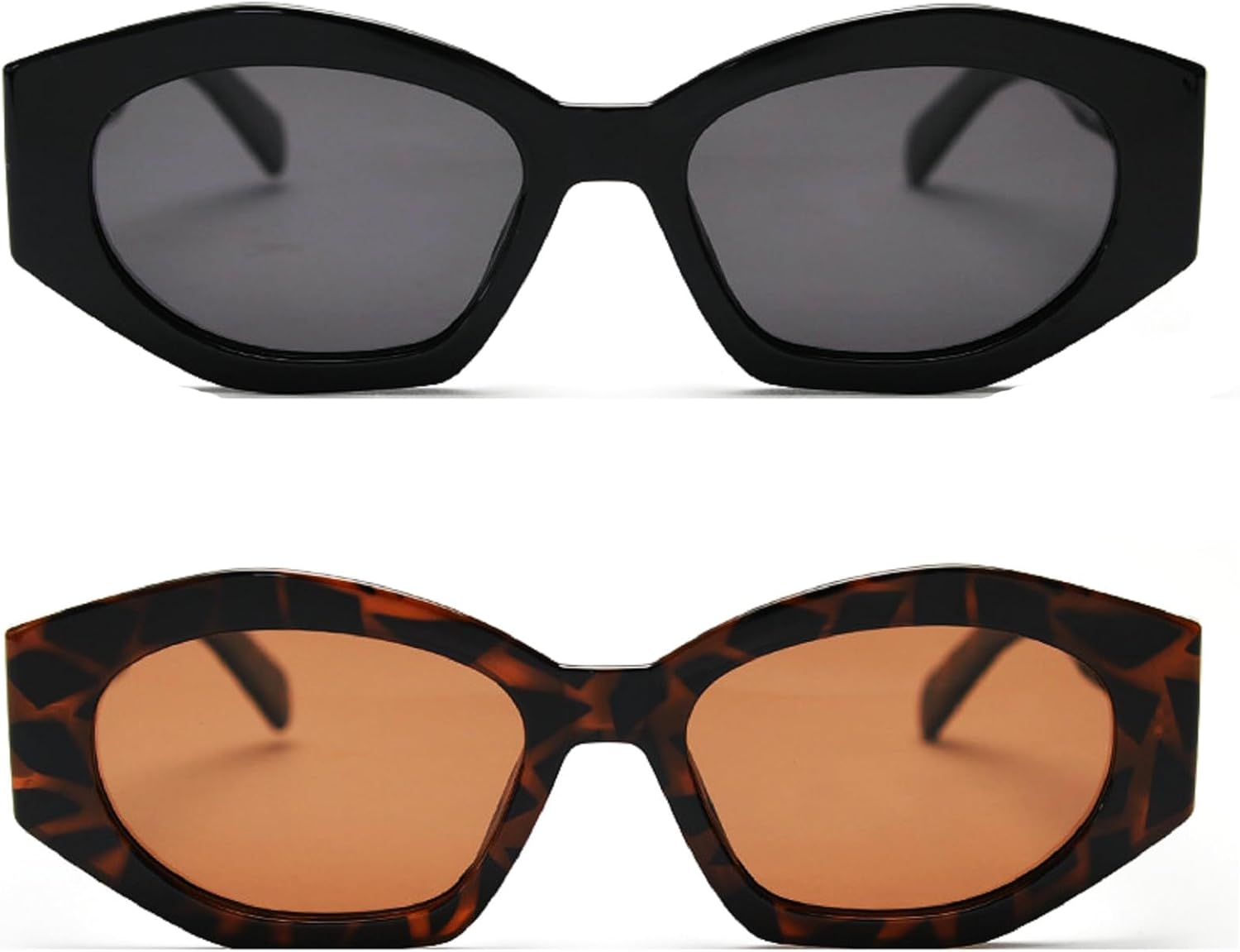 

Модные шестиугольные поляризованные солнцезащитные очки для женщин и мужчин, ретро-очки Polygon Shades, дизайнерские солнцезащитные очки с защитой от УФ-излучения UV400 mincl, 2pcs-black&leopard