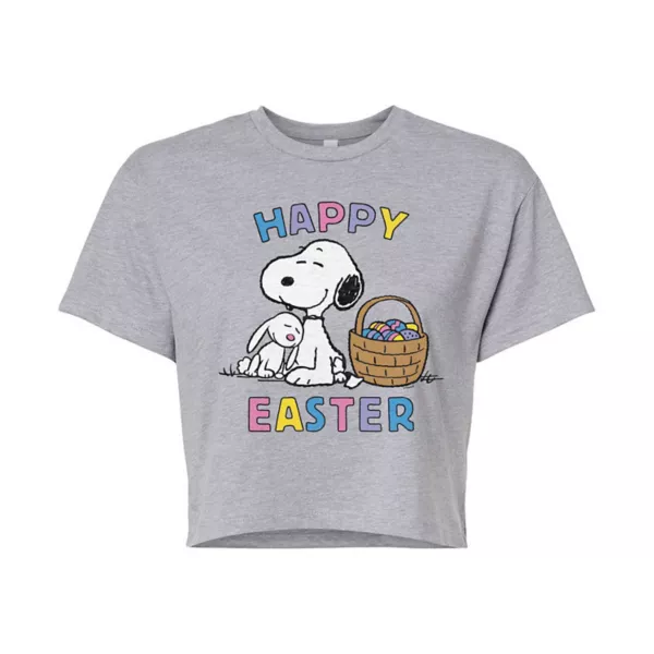 

Укороченная футболка Juniors с надписью «Peanuts Snoopy Happy Easter» Licensed Character, серый