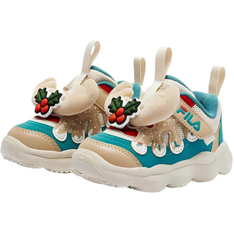 FILA KIDS Pea Shoes Low top детские баскетбольные кроссовки Birch Brown/Blue Green для малышей — фото 3
