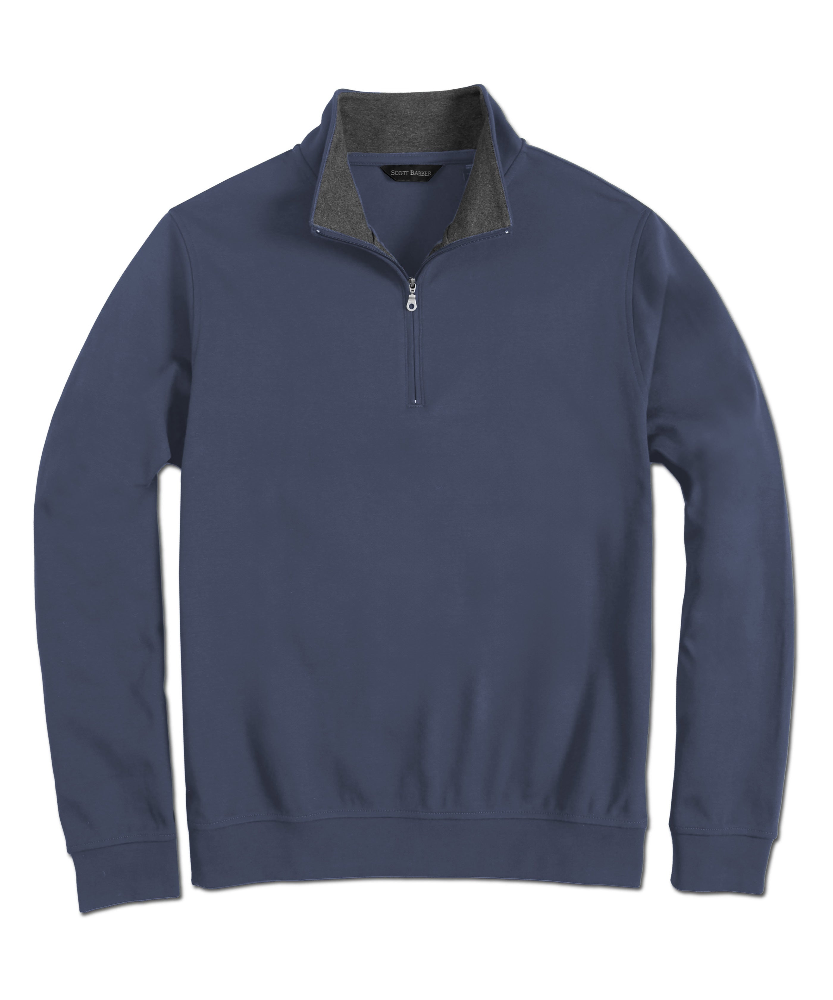

Pima Interlock Zip MockТолстовка мужская, индиго Scott Barber