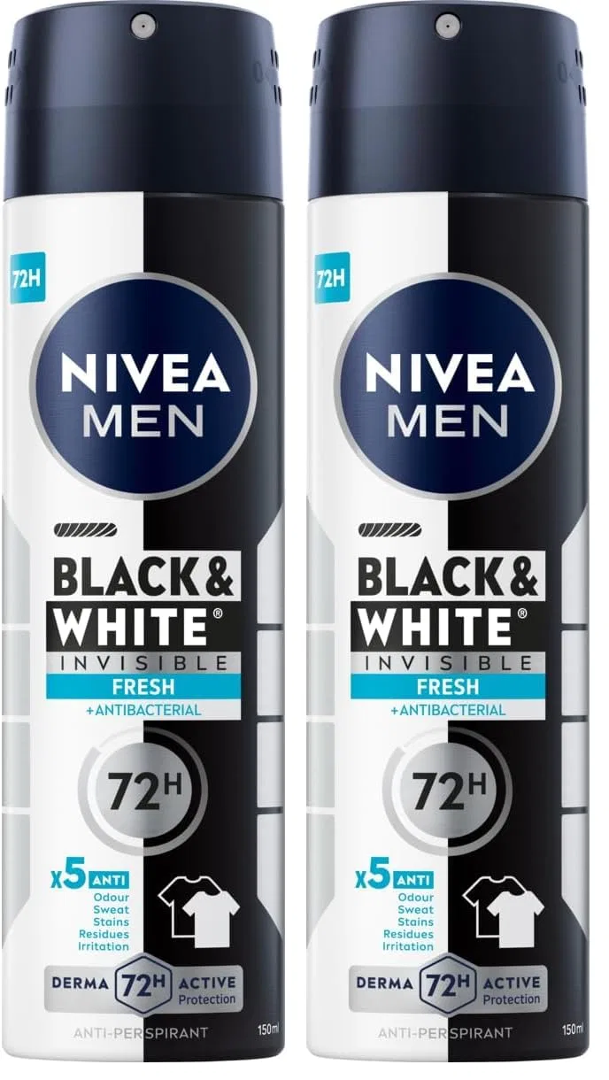 Мужской антиперспирант-спрей NIVEA MEN Black&White Invisible Fresh, 150 мл Nivea