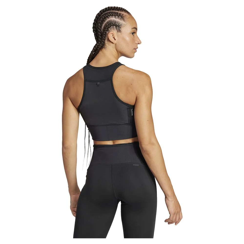 Спортивный топ adidas Adizero Running Gel Pocket Crop, черный — фото 2