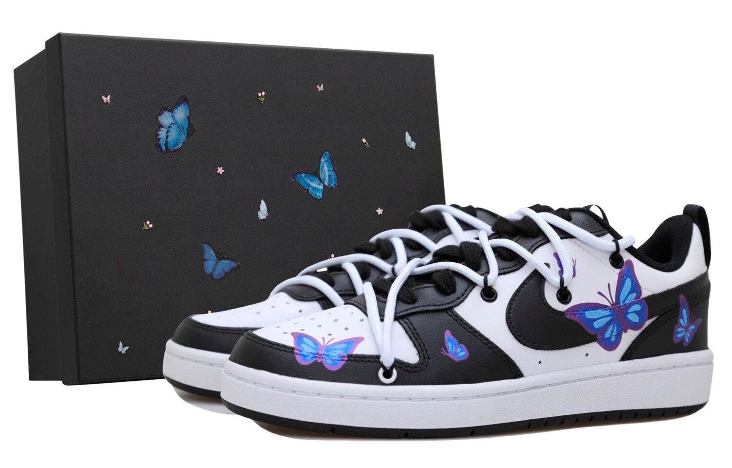 

Кроссовки Nike Court Borough 2 Skateboarding Shoes Women's Low-top Black/white/blue, черный