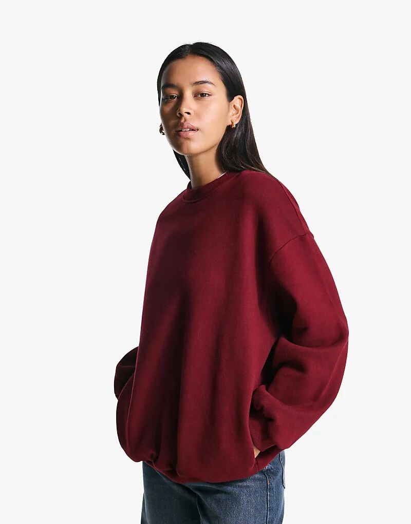 

Толстовка Bershka Oversize с карманами бордового цвета
