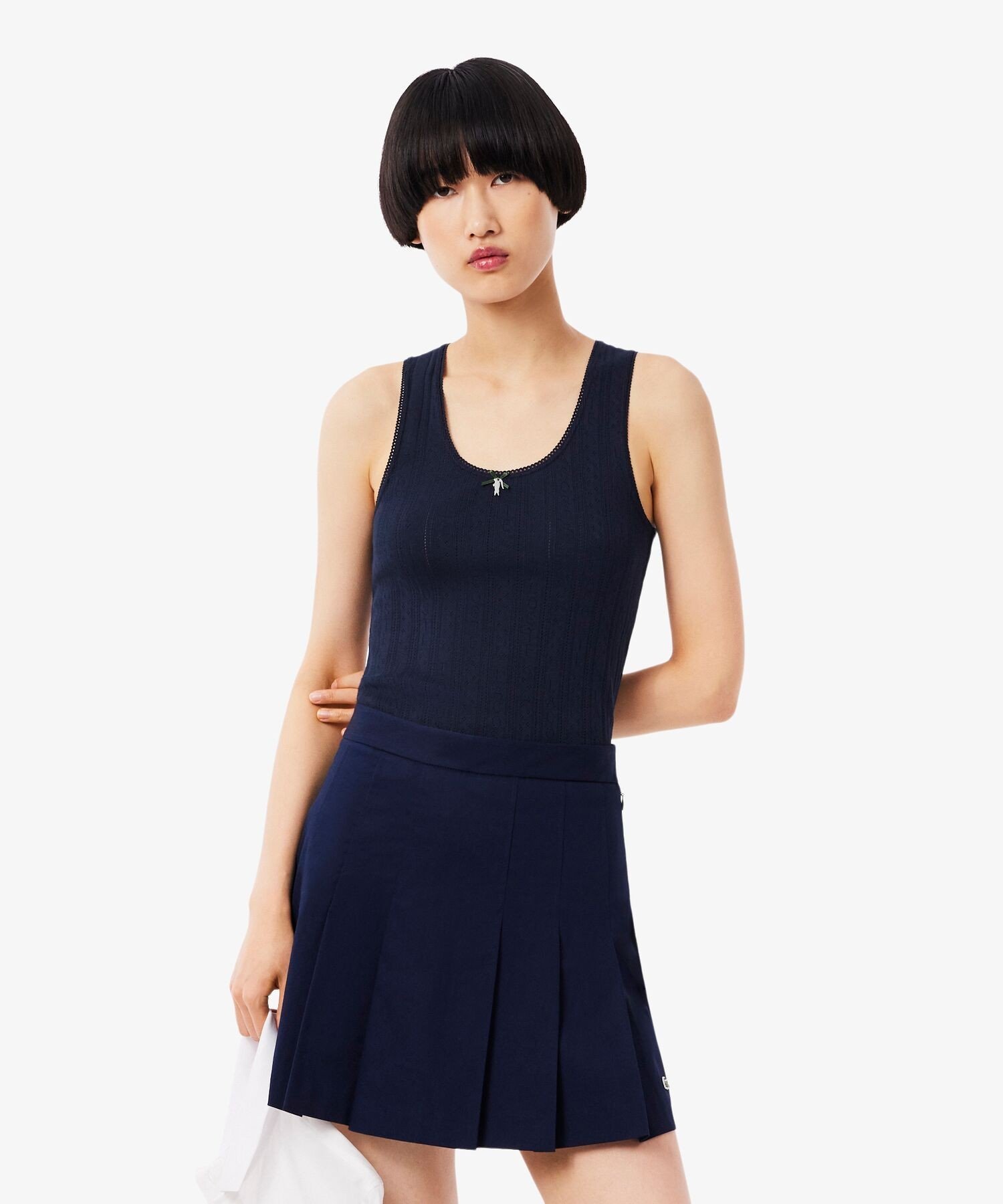 Топ-майка LACOSTE из ажурной вязаной ленты, Navy